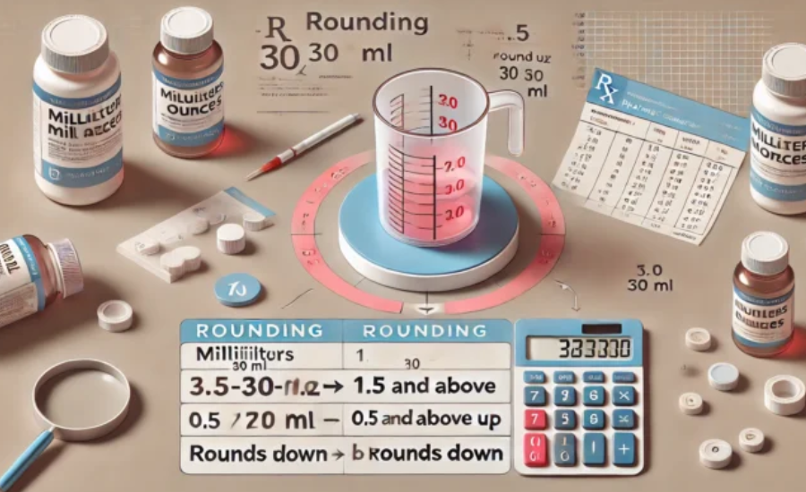 rounding ml in an oz naplex 30